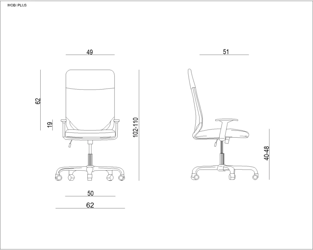 Fotel biurowy MOBI PLUS pomarańczowy z regulacją wysokości | MIRAT. w stylu  kolekcja