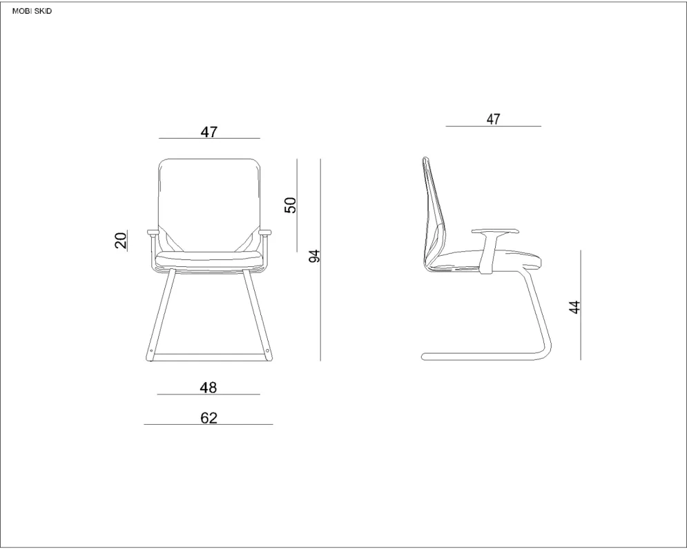 Fotel MOBI SKID żółty z chromowanym stelażem typu płoza | MIRAT. w stylu  kolekcja