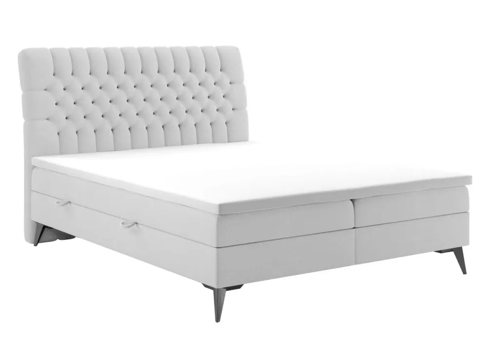 Łóżko kontynentalne BETAFO 140 jasno szare velvet do sypialni w stylu glamour | MIRAT. styl GLAMOUR