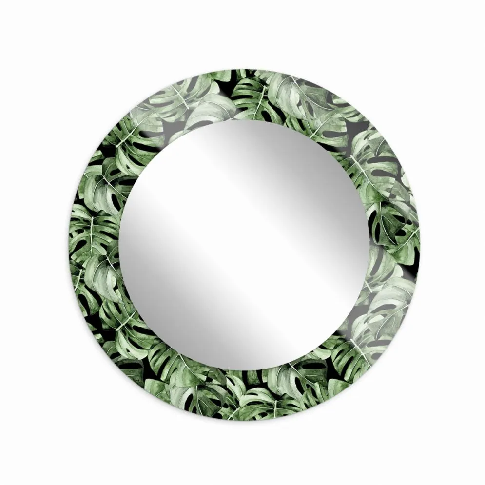Lustro okrągłe MORENA MONLEAF 100cm zielone na szkle I sklep meblowy MIRAT.