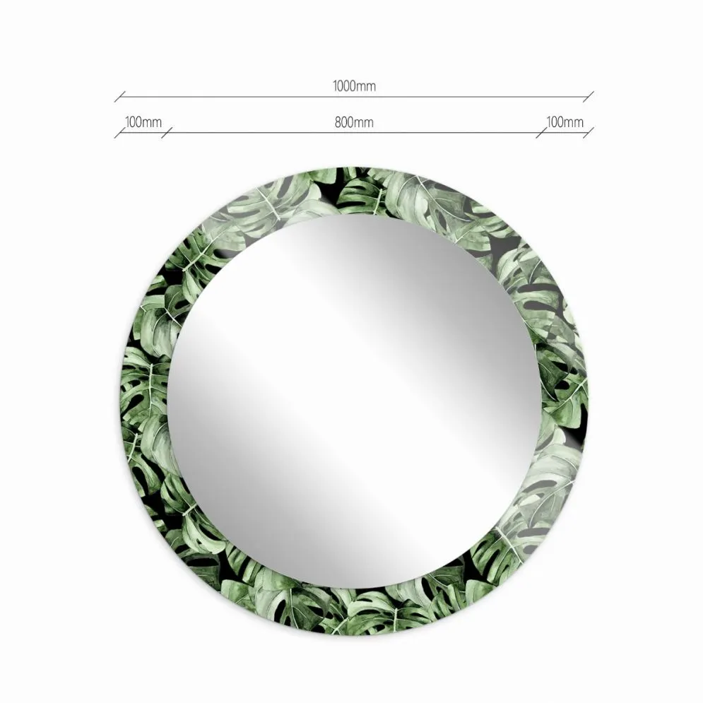 Lustro okrągłe MORENA MONLEAF 100cm zielone na szkle I sklep meblowy MIRAT.