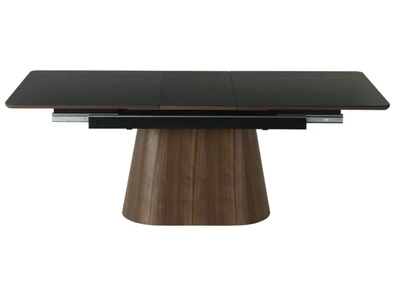 Stół ceramiczny na jednej nodze Monaco 160-200 cm czarny mat orzech | MIRAT styl LOFT