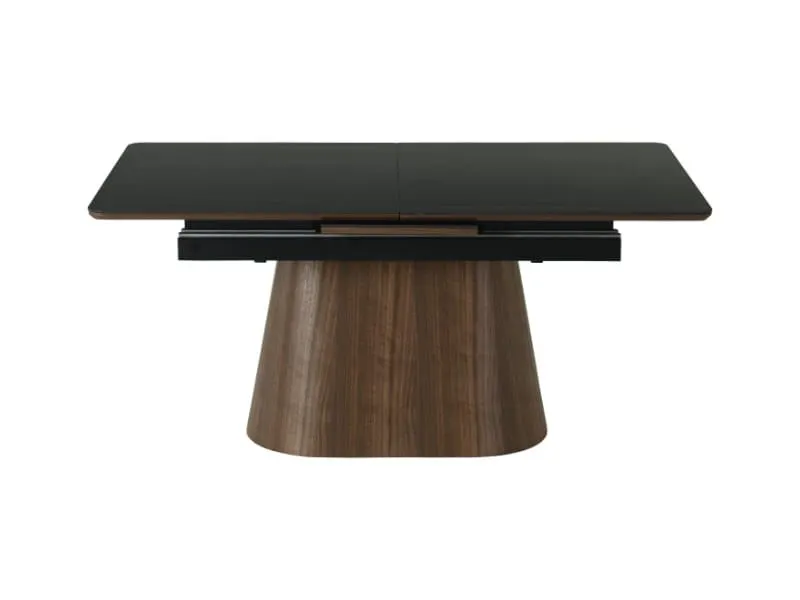 Stół ceramiczny na jednej nodze Monaco 160-200 cm czarny mat orzech | MIRAT styl LOFT