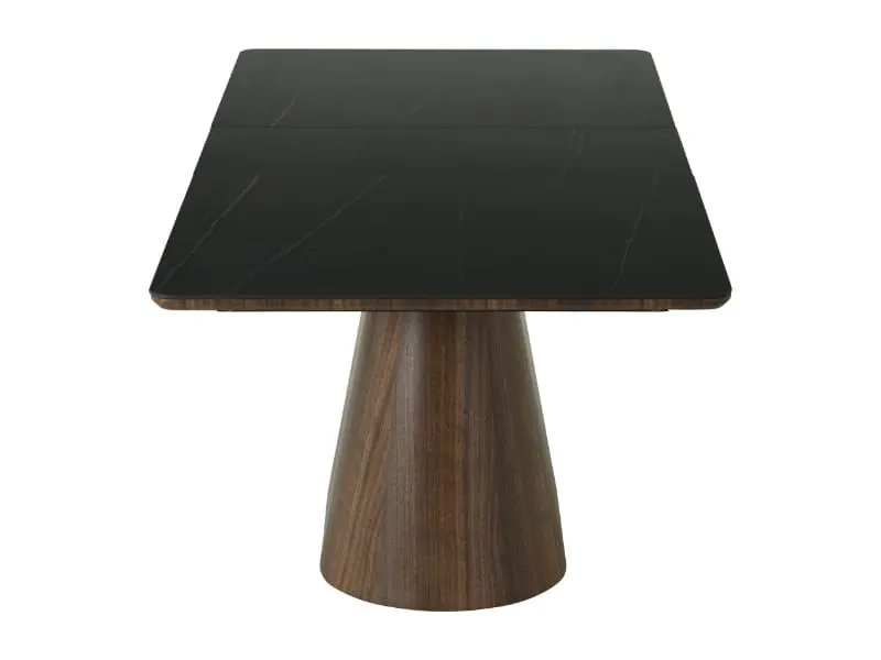 Stół ceramiczny na jednej nodze Monaco 160-200 cm czarny mat orzech | MIRAT styl LOFT