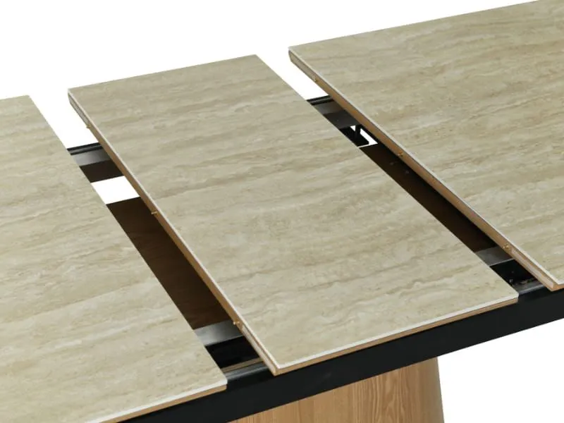 Stół ceramiczny Monaco 160-200 cm travertine beż dąb | MIRAT styl GLAMOUR