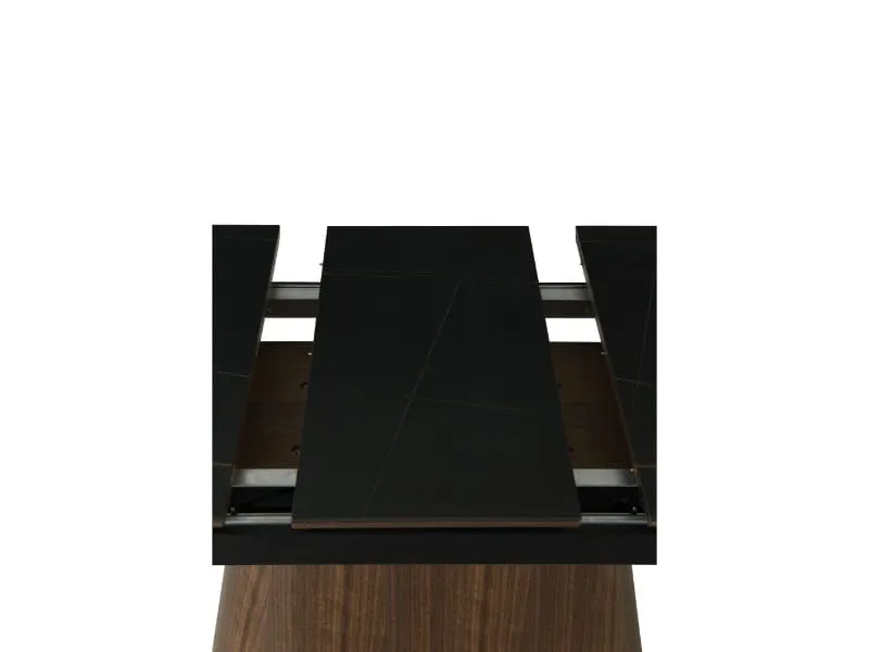 Stół ceramiczny na jednej nodze Monaco 160-200 cm czarny mat orzech | MIRAT styl LOFT