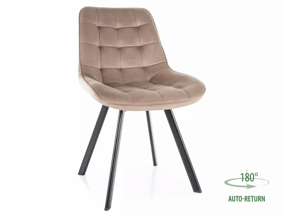 Eleganckie krzesło Monti Velvet beżowe na czarnej podstawie | MIRAT styl LOFT