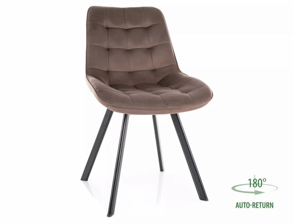 Eleganckie krzesło Monti Velvet cappuccino na czarnych nogach | MIRAT