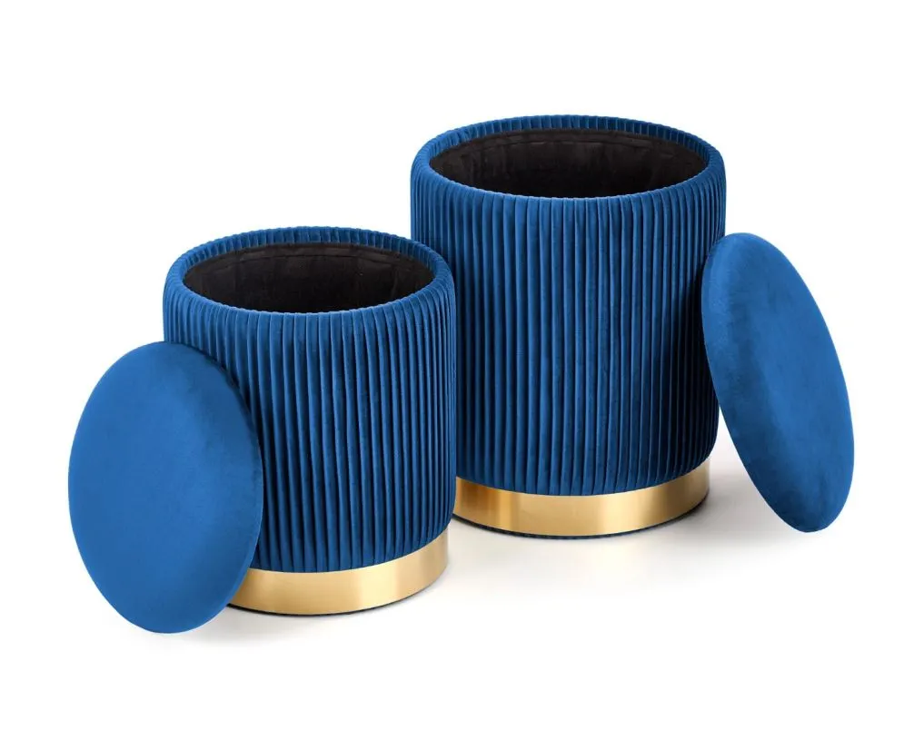 Pufa MONTY VELVET granatowa na złotej podstawie - 2 pufy | MIRAT. styl GLAMOUR