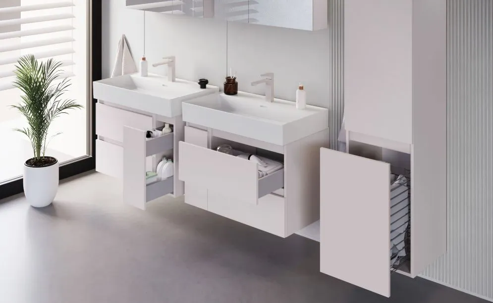 Szafka łazienkowa wysoka ARCO 40 cm kaszmirowa dwudrzwiowa | MIRAT  kolekcja ARCO