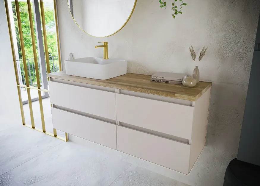 Blat łazienkowy dębowy 100 cm z litego drewna solidny | MIRAT