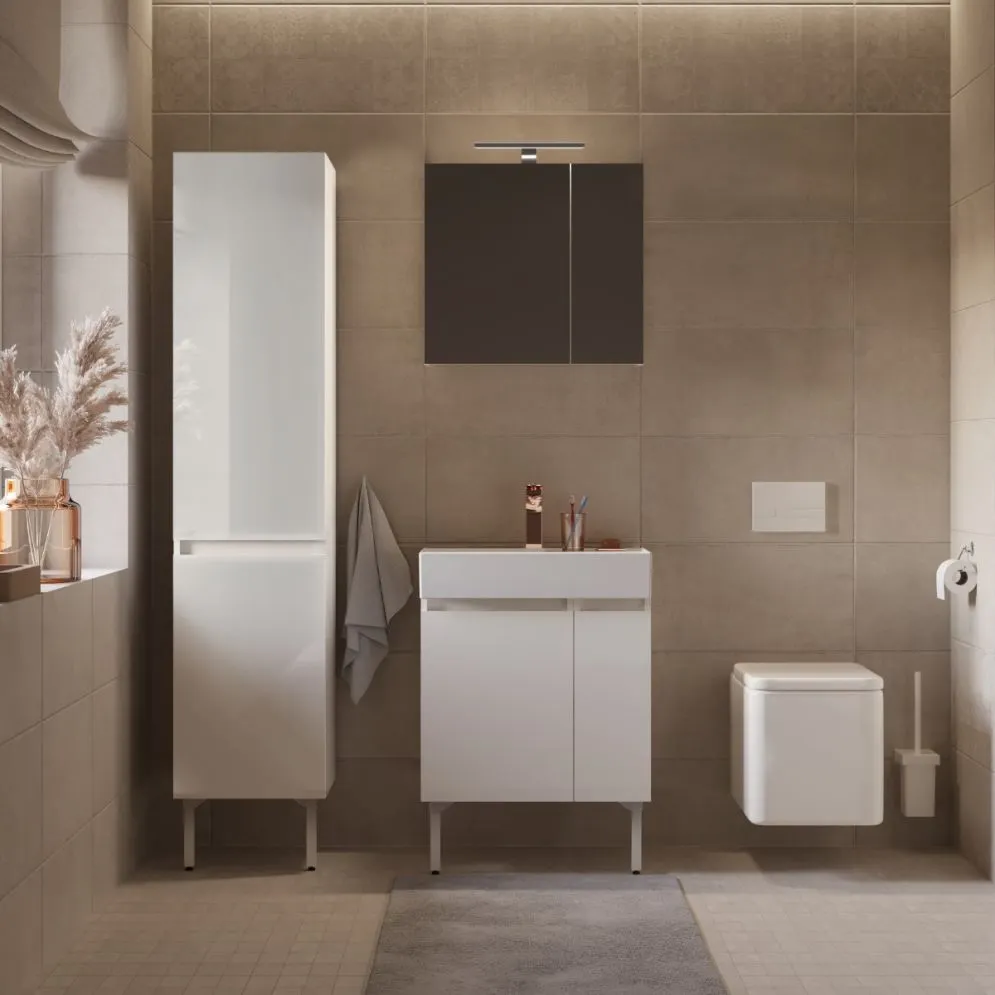 Szafka łazienkowa niska ARCO 30 cm biała połysk z półkami | MIRAT