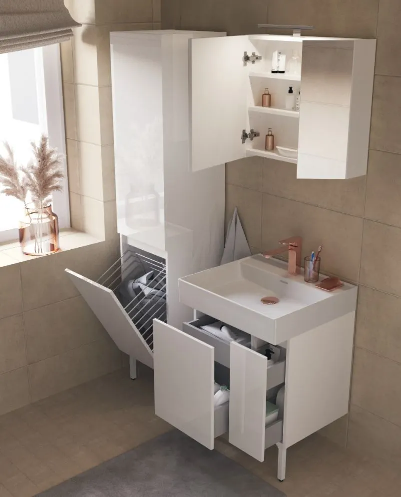 Szafka łazienkowa niska ARCO 40 cm biała połysk modułowa | MIRAT  kolekcja ARCO