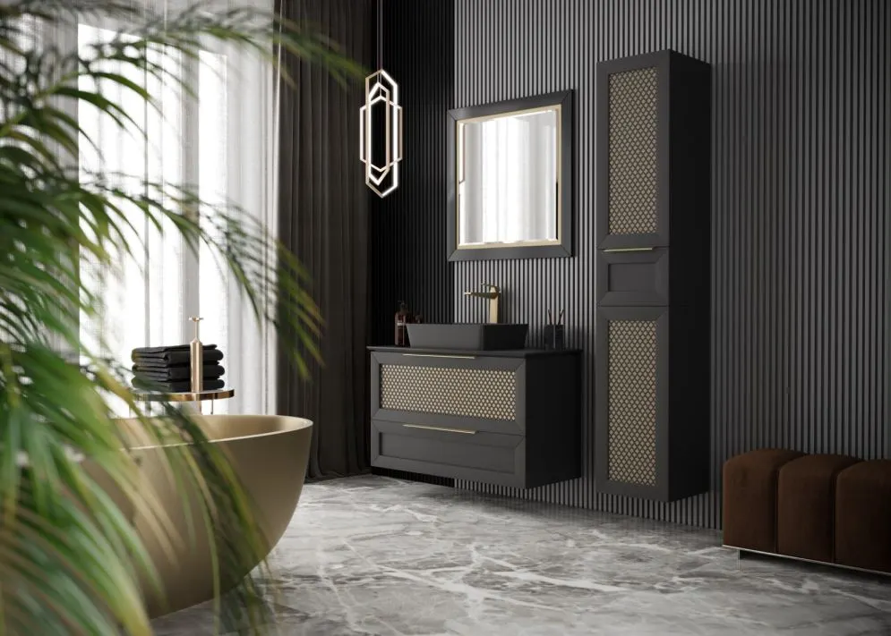 Szafka pod umywalkę CHIC 80 cm biała półmat glamour| MIRAT