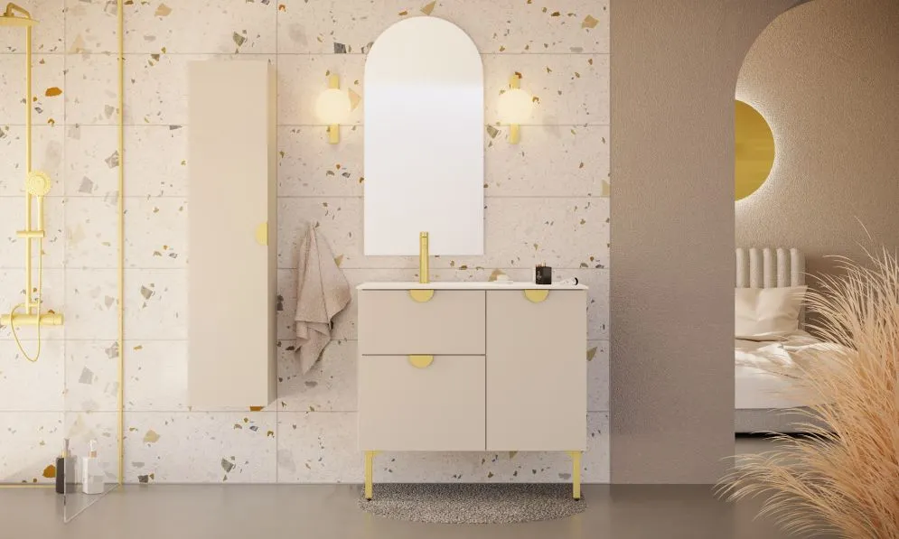 Szafka pod umywalkę COCO 80 cm kaszmirowa półmat z szufladami | MIRAT  kolekcja COCO