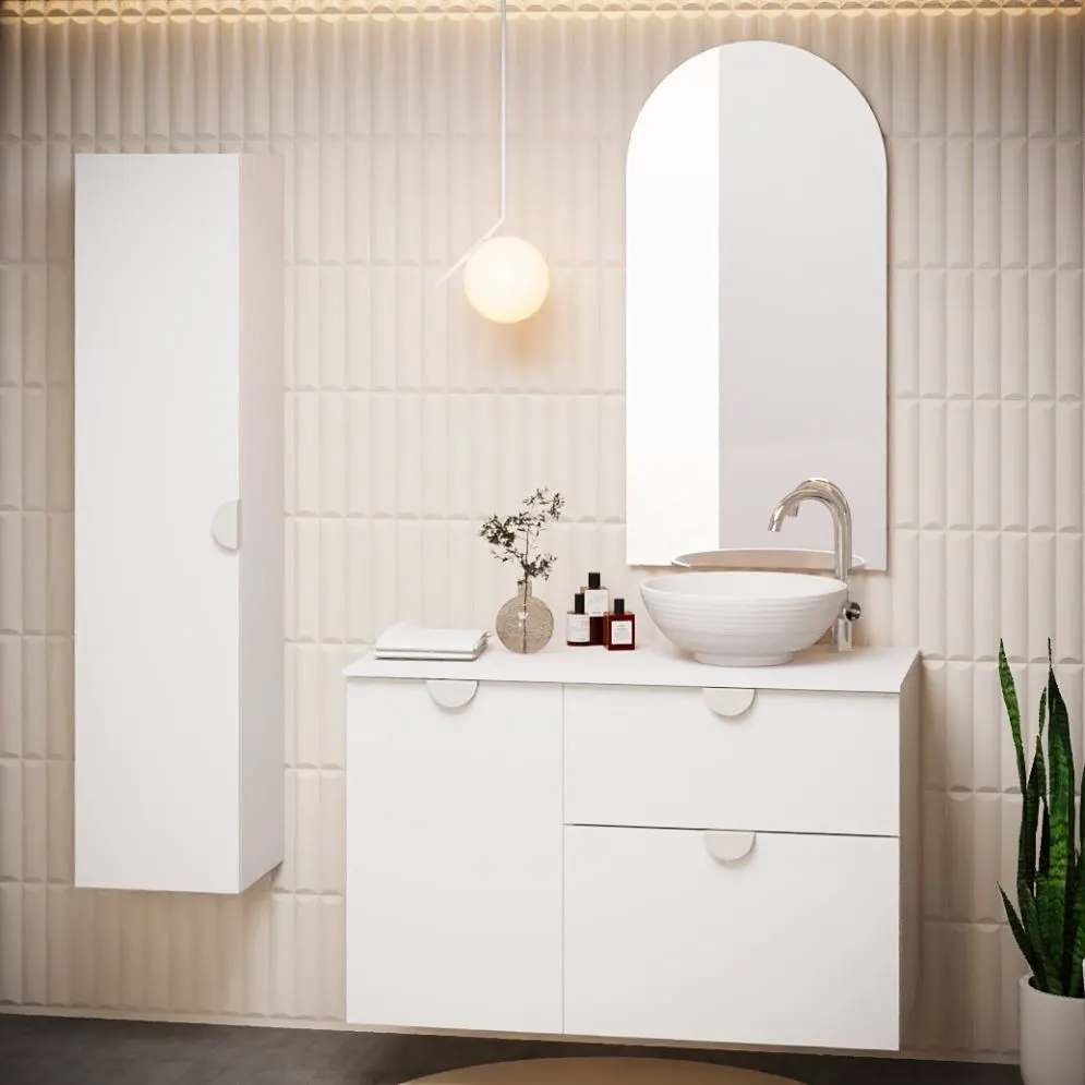 Lustro łazienkowe półowalne COCO 50x100 cm białe bezramowe | MIRAT kolekcja COCO