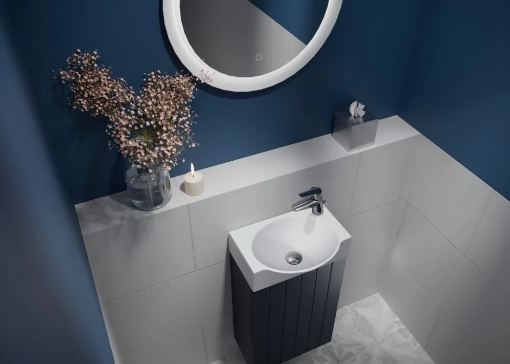 Lustro łazienkowe okrągłe LED BRILLO 60 cm w białej metalowej ramie | MIRAT