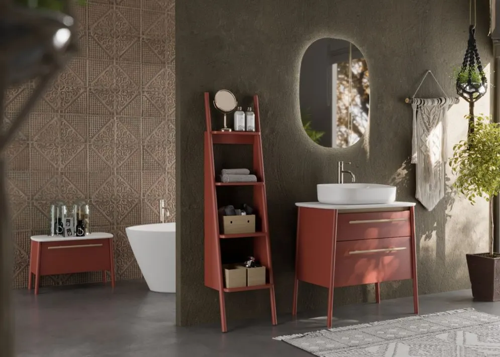 Szafka pod umywalkę nablatową DUKLA 80 cm terakota półmat w stylu vintage | MIRAT kolekcja DUKLA