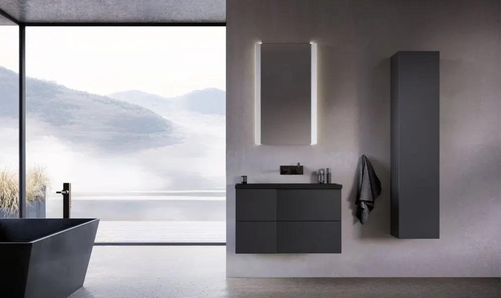 Szafka pod umywalkę EDGE 90 cm antracytowa półmat z organizerem | MIRAT  kolekcja KF-EDGE