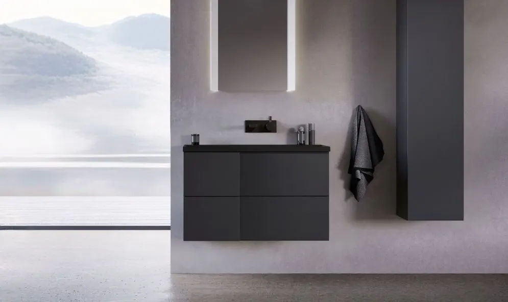 Szafka pod umywalkę EDGE 90 cm antracytowa półmat z organizerem | MIRAT  kolekcja KF-EDGE