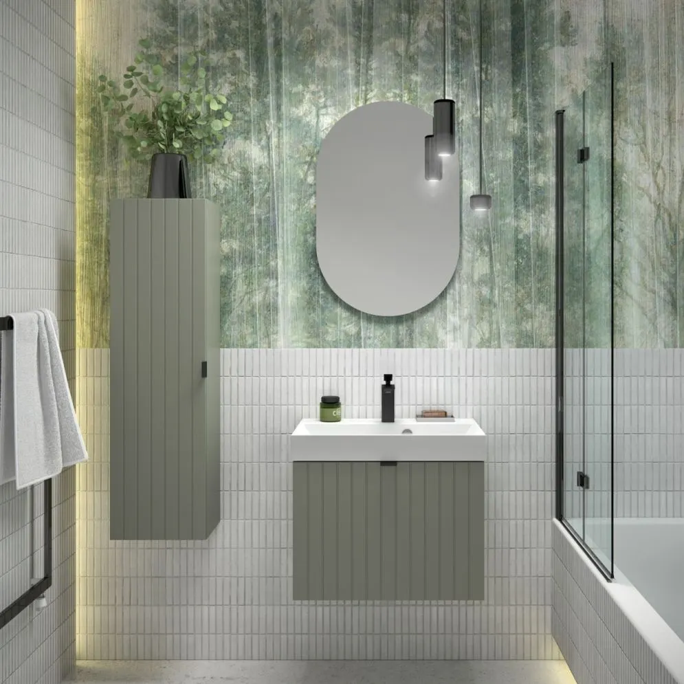 Lustro do łazienki owalne HARMO 50x75 cm w ramie szaro-zielonej półmat | MIRAT  kolekcja HARMO