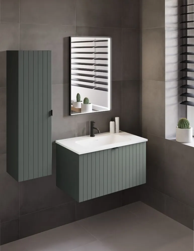 Szafka pod umywalkę HARMO 60 cm szaro-zielona półmat z szufladami | MIRAT  kolekcja HARMO