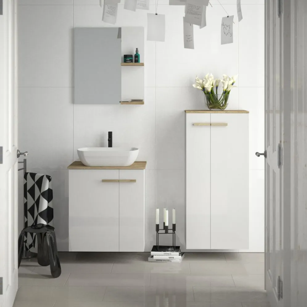 Blat łazienkowy do szafki podumywalkowej L-WOOD 81 cm dąb castello | MIRAT