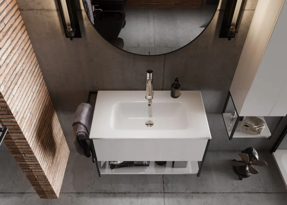 Szafka łazienkowa wysoka LOV 33 cm biała połysk z półkami| MIRAT  kolekcja LOV