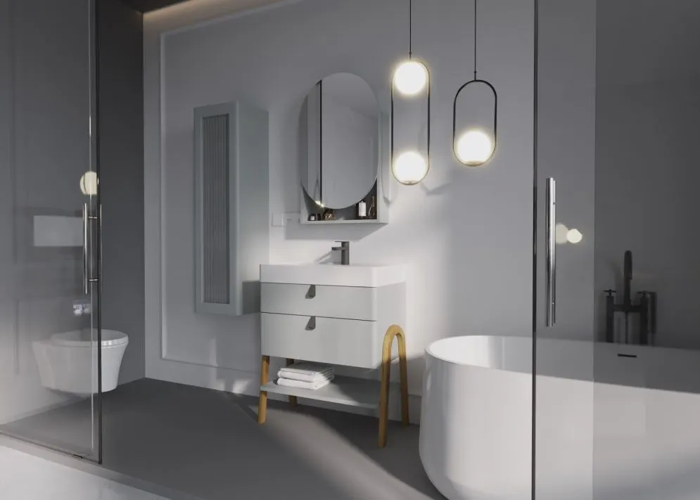 Szafka pod umywalkę nablatową MOSS 70 cm jasno szara półmat | MIRAT