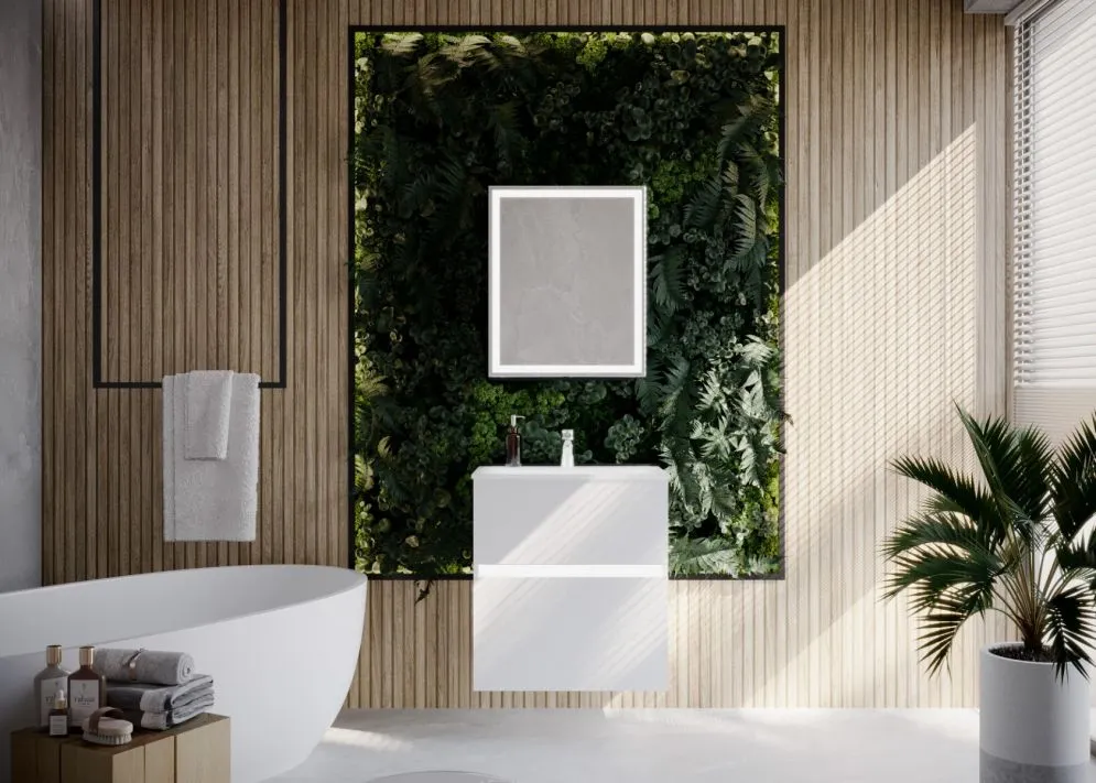 Szafka lustrzana NEO 52 cm biała połysk z oświetleniem LED z półkami | MIRAT  kolekcja NEO