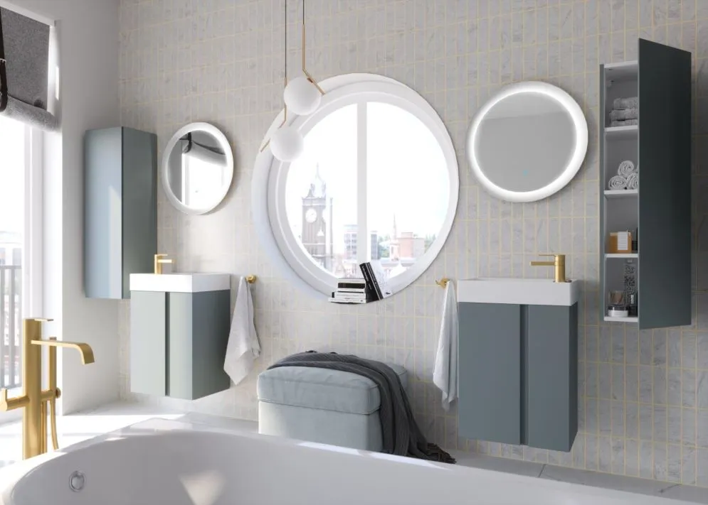 Szafka pod umywalkę UNIQ 49 cm szaro-zielona półmat wisząca | MIRAT  kolekcja UNIQ