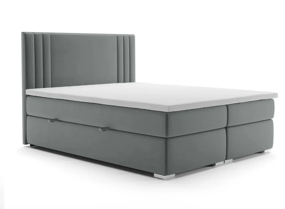 Łóżko kontynentalne MAO 140 szare velvet w stylu glamour | MIRAT. styl GLAMOUR