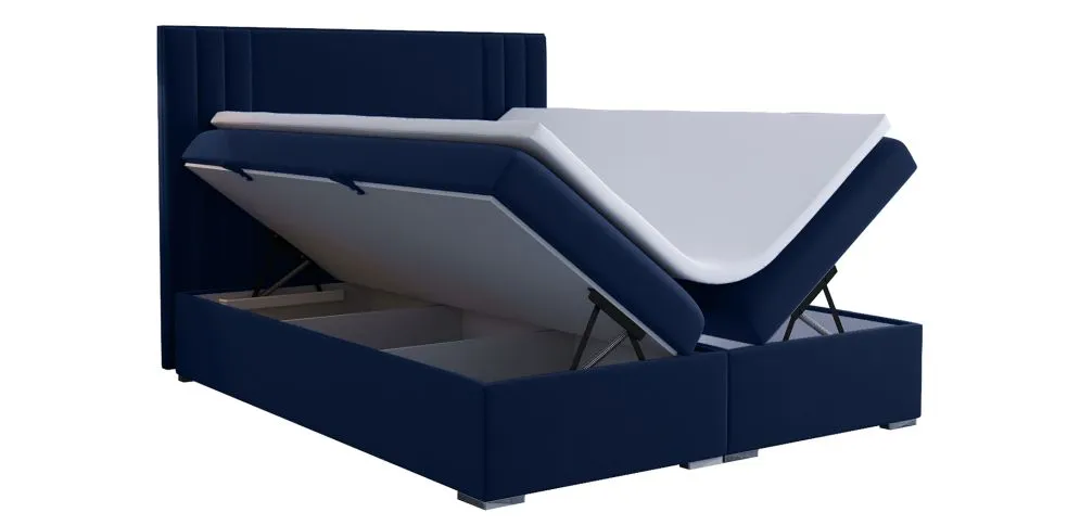 Łóżko kontynentalne MAO 160 granatowe velvet do sypialni | MIRAT. styl GLAMOUR