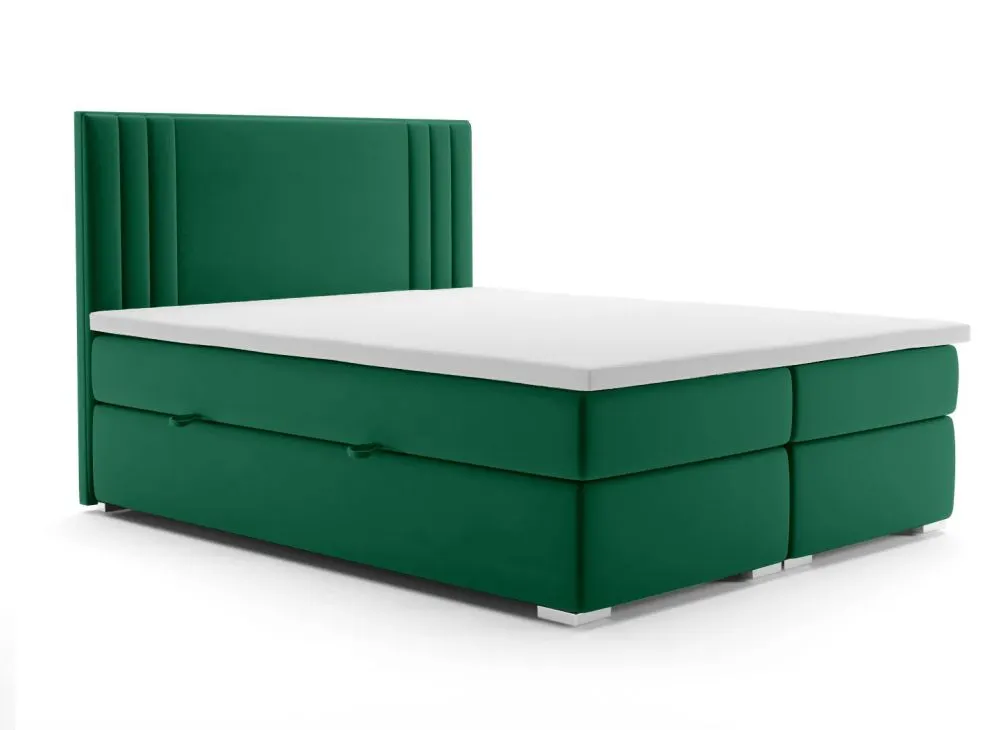 Łóżko kontynentalne MAO 180 zielone velvet tapicerowane aksamitem | MIRAT. styl GLAMOUR