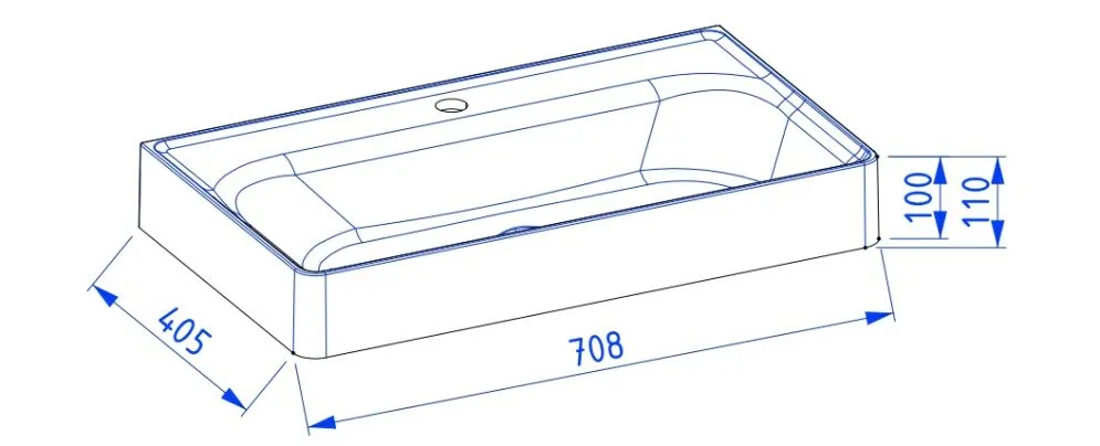 Umywalka meblowa MOSS 70 cm Solid Surface biała mat bez otworu | MIRAT