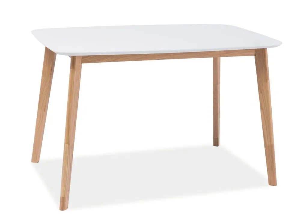 Stół MOSSO I biały/dąb w stylu skandynawskim do salonu | MIRAT. styl SKANDYNAWSKI kolekcja MOSSO