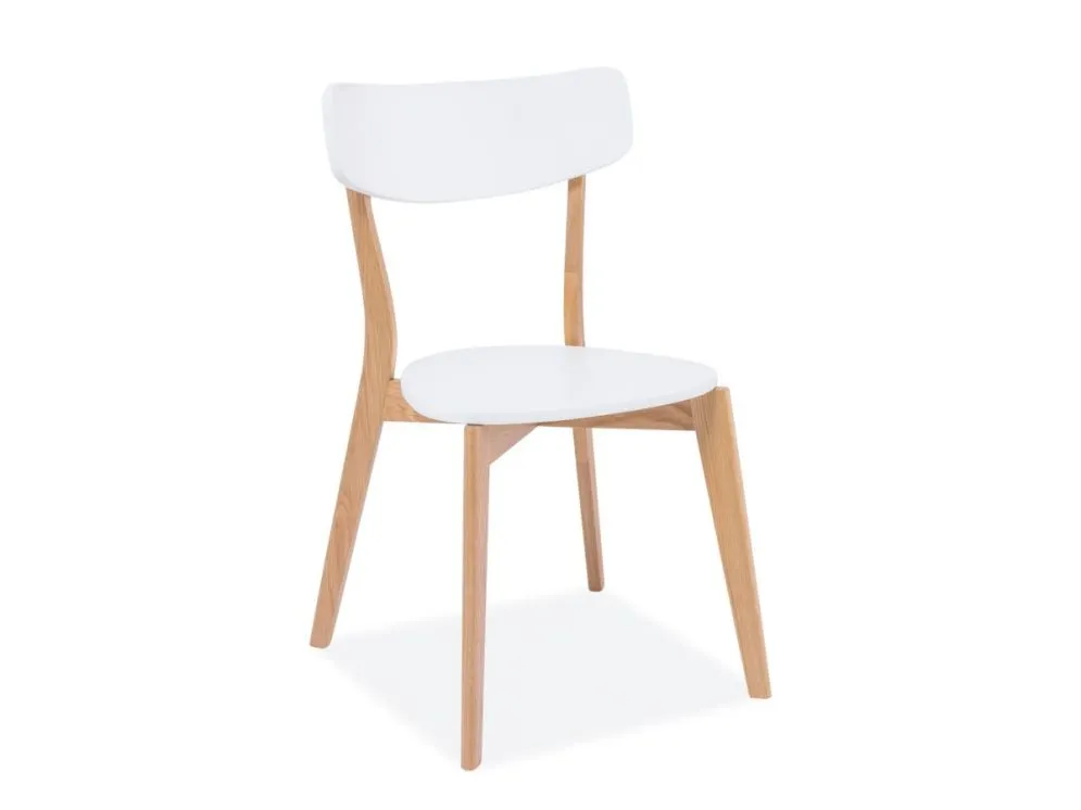 Krzesło MOSSO biały/dąb na drewnianych nogach do kuchni | MIRAT. styl SKANDYNAWSKI kolekcja MOSSO