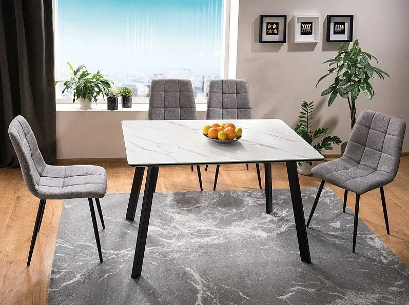 Krzesło MILA VELVET szare z czarnymi nogami w stylu glamour | MIRAT. w stylu GLAMOUR kolekcja