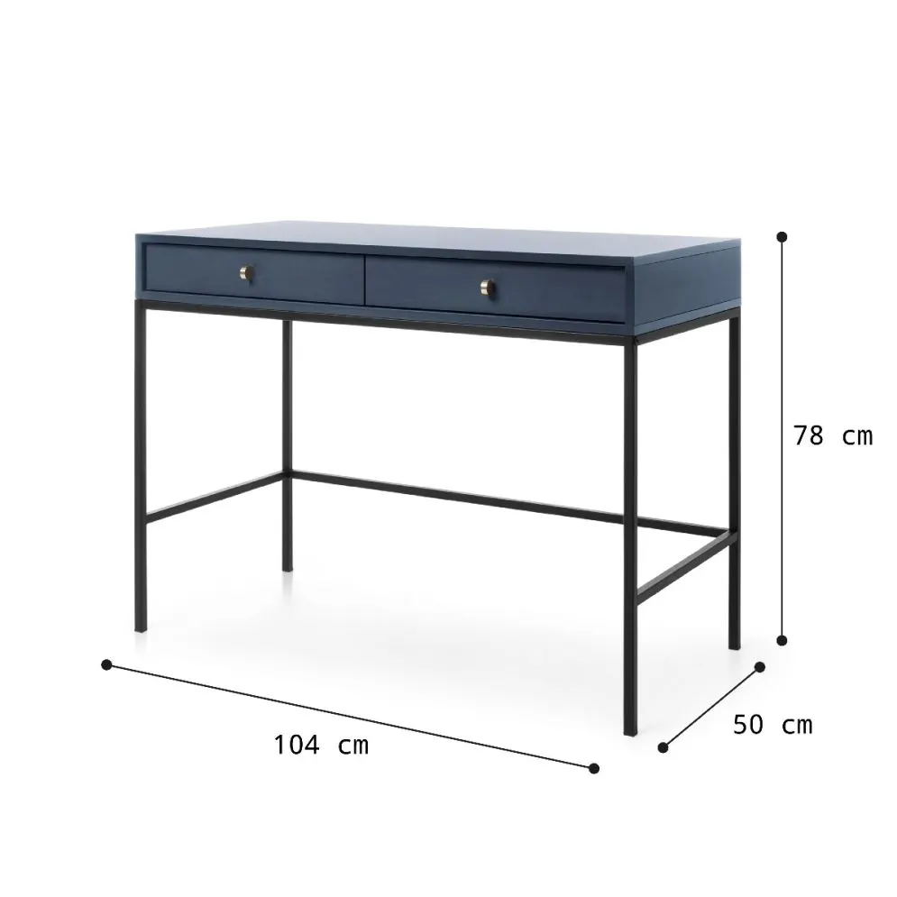 Biurko proste ALANI 104x50 granatowe z szufladami | MIRAT. w stylu LOFT kolekcja ALANI