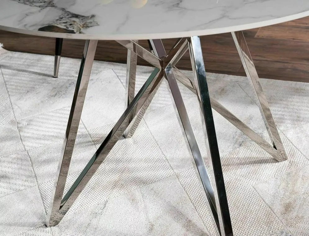 Stół okrągły MURANO 90x90 biały/chrom w stylu glamour I sklep meblowy MIRAT. styl GLAMOUR