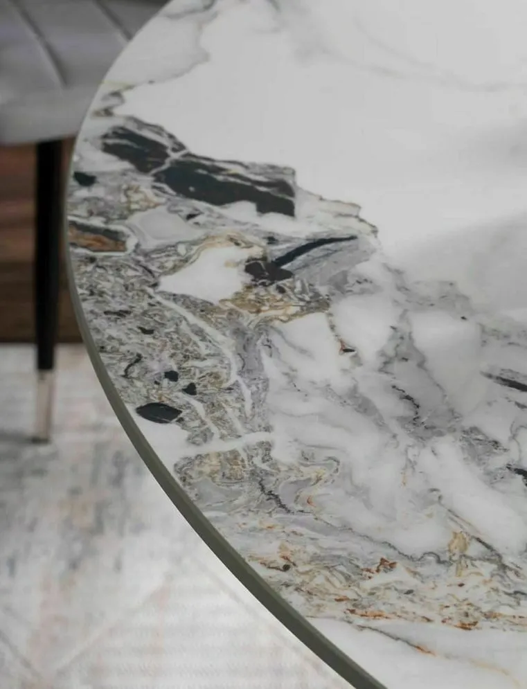 Stół okrągły MURANO 90x90 biały/chrom w stylu glamour I sklep meblowy MIRAT. styl GLAMOUR