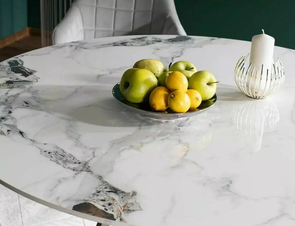 Stół okrągły MURANO 90x90 biały/chrom w stylu glamour I sklep meblowy MIRAT. styl GLAMOUR