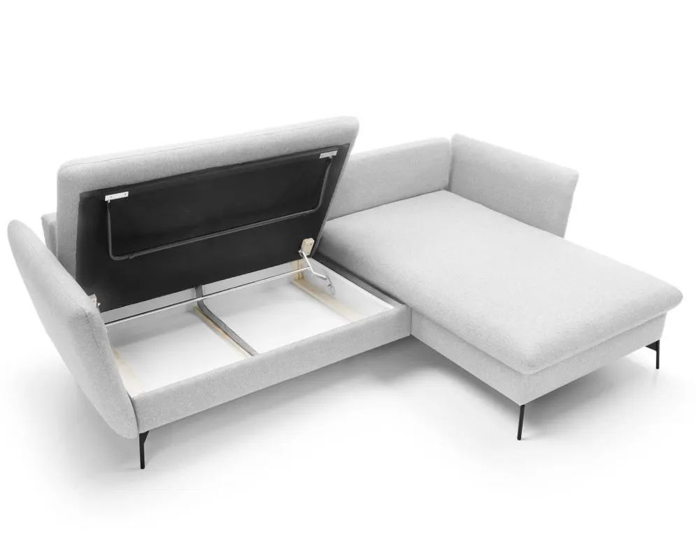 Narożnik z funkcją spania LINDA jasny szary prawy sprężynowy I sklep meblowy MIRAT.