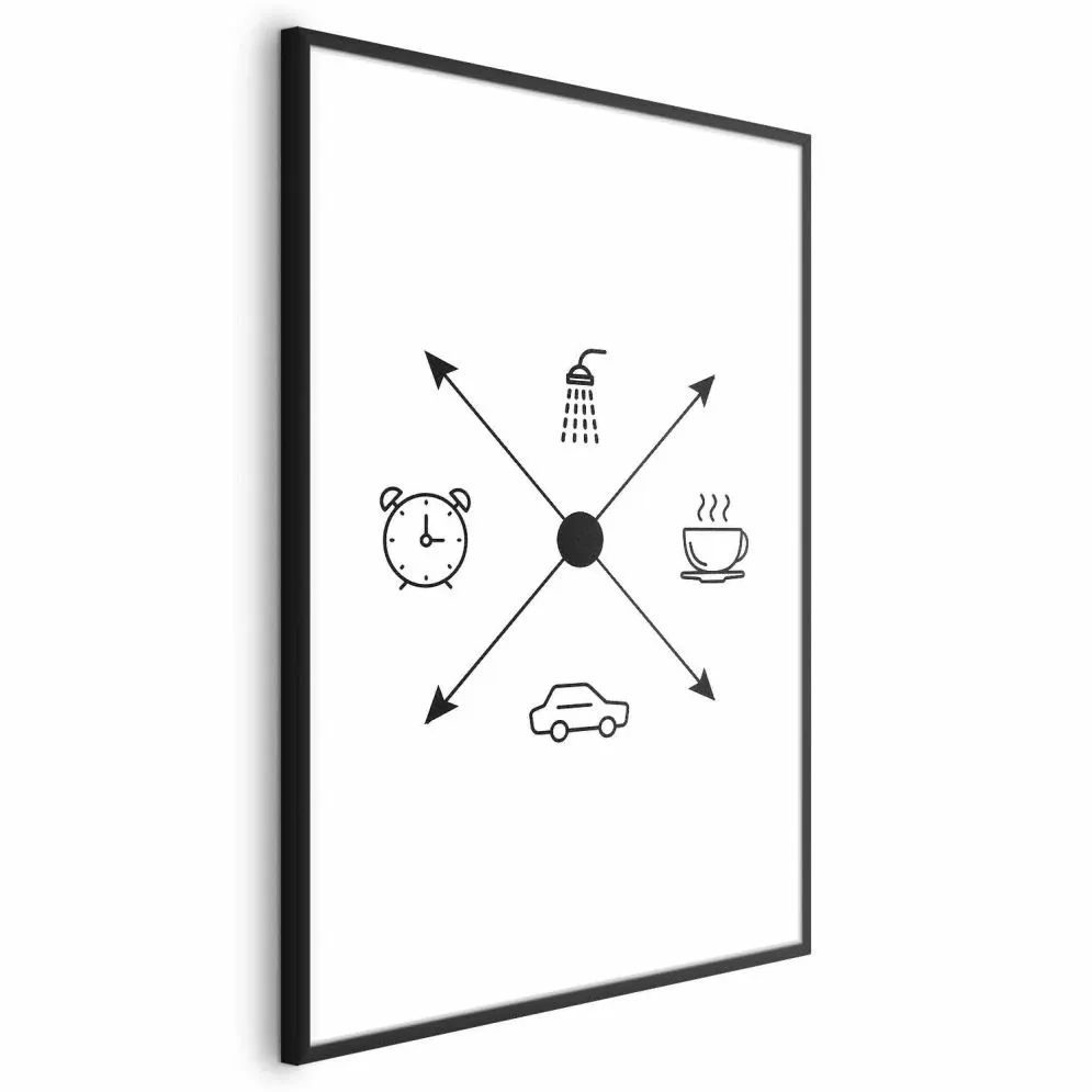 Plakat Harmonogram dnia 21x30 cm z ramą czarną z marginesem | MIRAT.