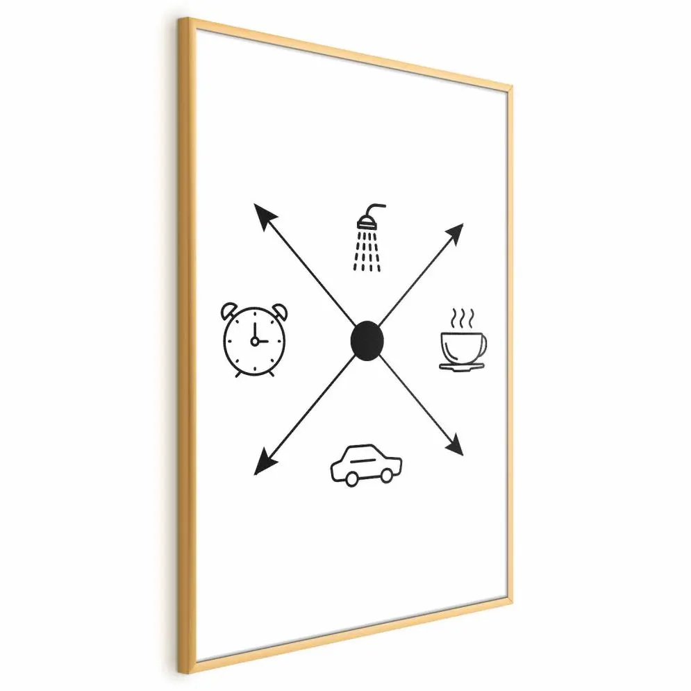 Plakat Harmonogram dnia 29,7x42 cm z ramą złotą bez marginesu | MIRAT.