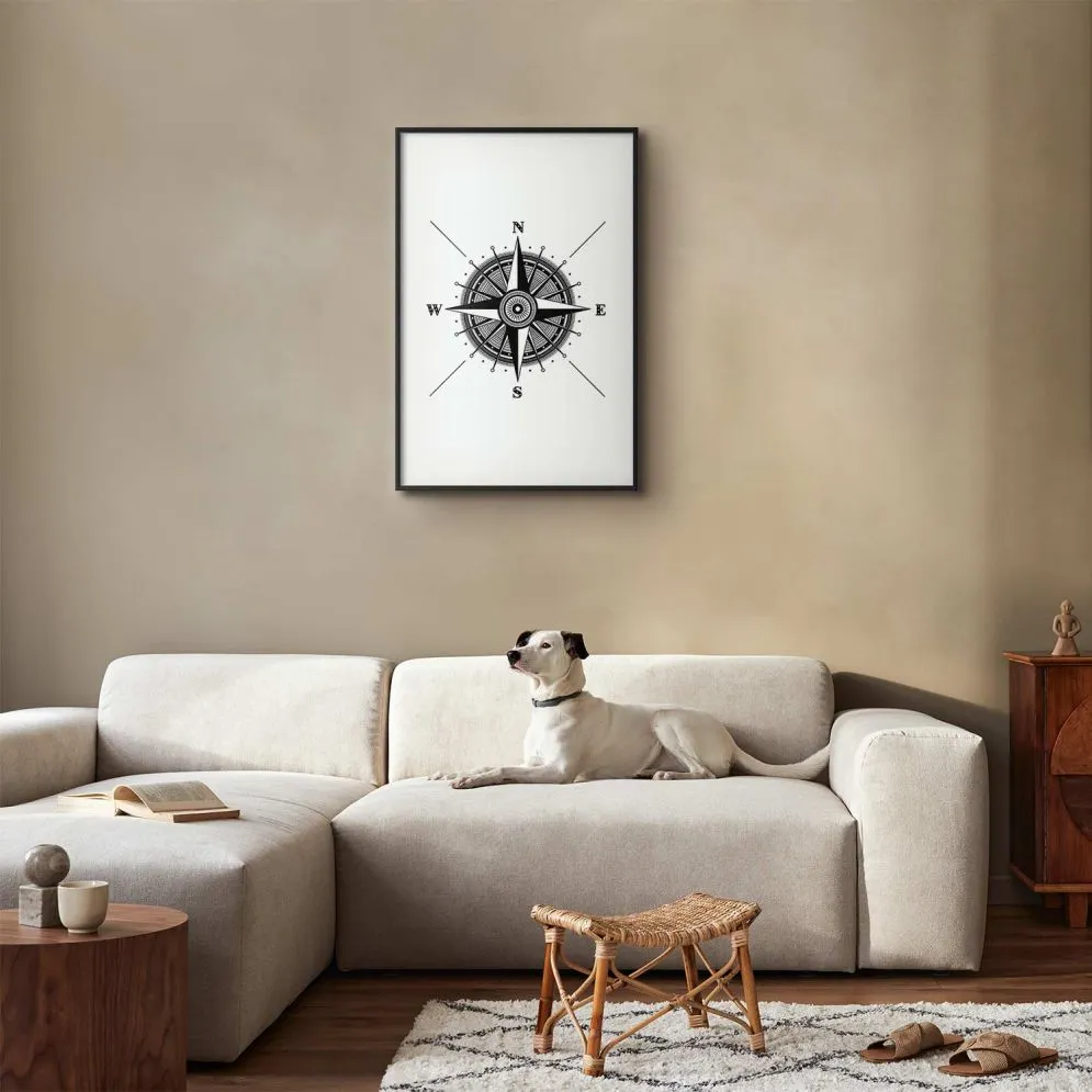 Plakat Kompas 60x90 cm z ramą czarną z marginesem | MIRAT.