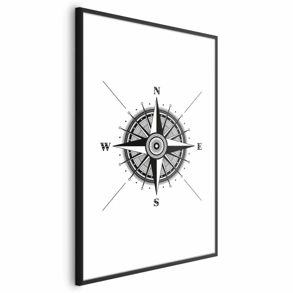 Plakat Kompas 60x90 cm z ramą czarną z marginesem | MIRAT.