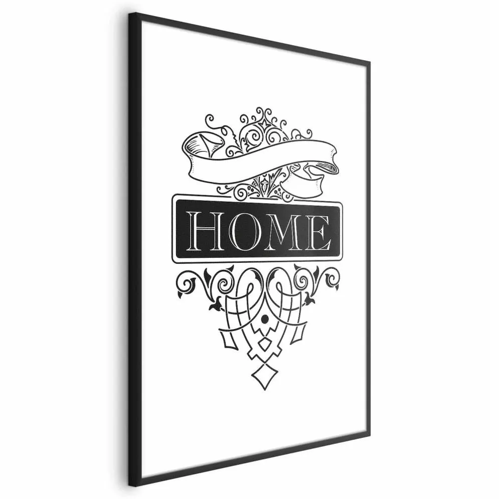 Plakat Home 21x30 cm z ramą czarną z marginesem | MIRAT.