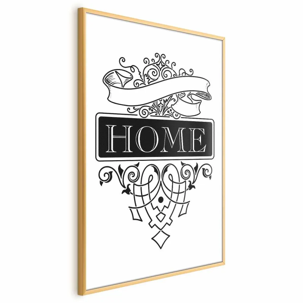 Plakat Home 21x30 cm z ramą złotą bez marginesu | MIRAT.