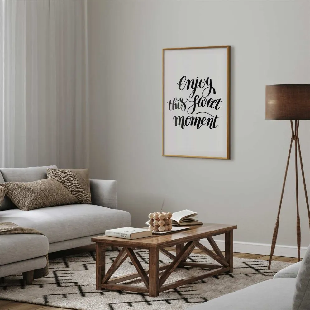 Plakat Enjoy 21x30 cm z ramą złotą bez marginesu | MIRAT.